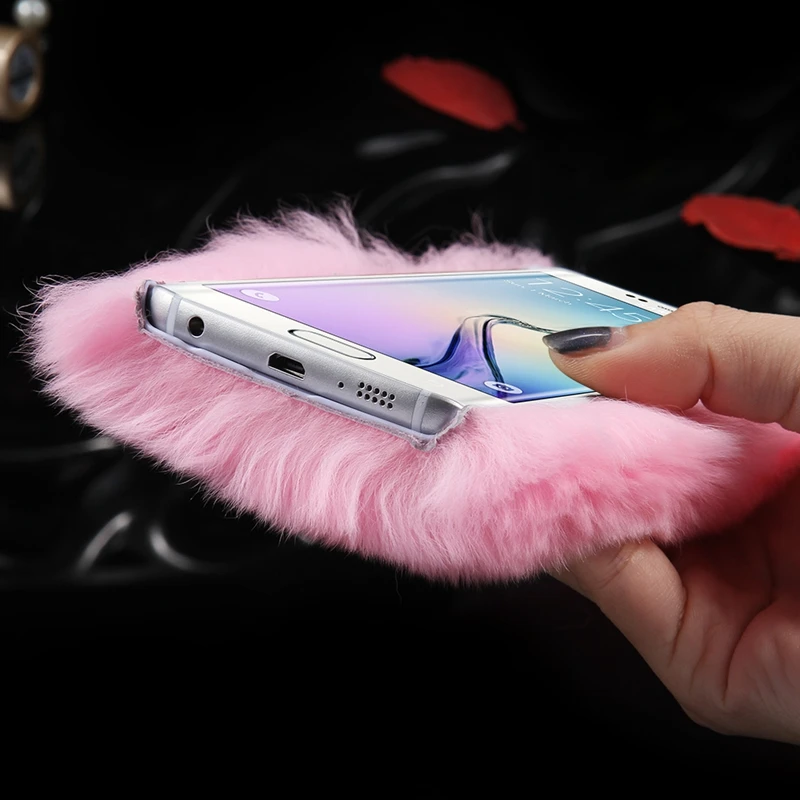 KISSCAS Phone Case For S6 Egde Plus Fashion Rabbit Skin Samsung Galaxy Edge Diamond Back Cover | Мобильные телефоны и
