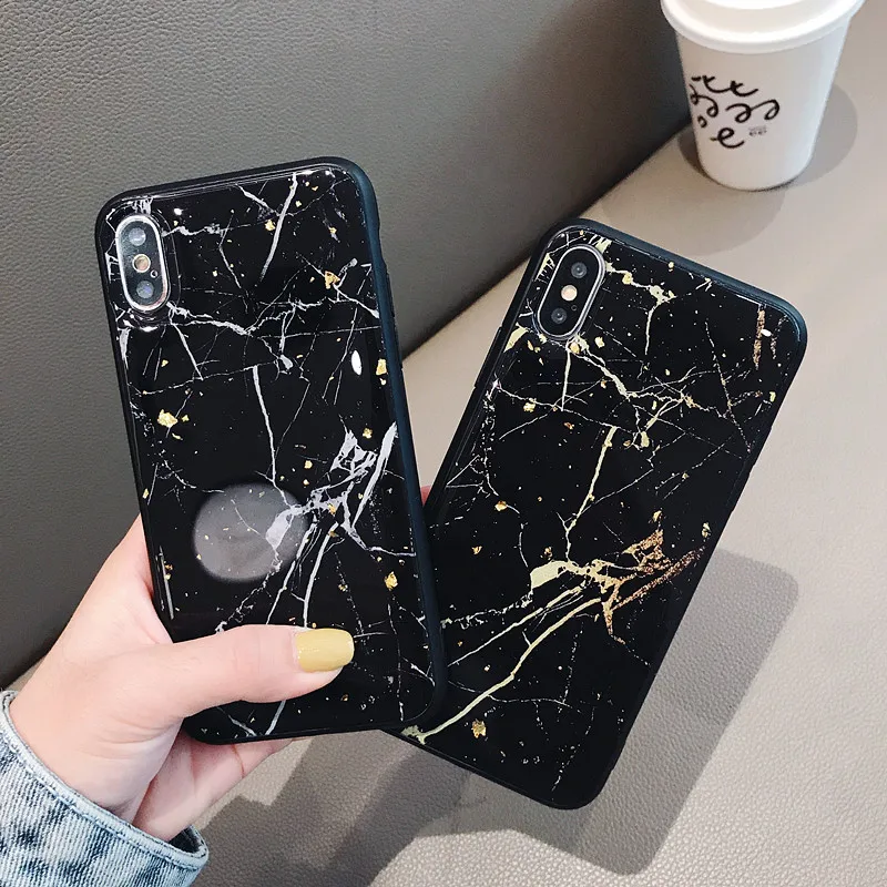 XINDIMAN Concise Glue Marble case for iphoneX XSMAX XR backcover hard plastic shell iphone7 7plus 8 8plus 6 6s 6plus fundas |
