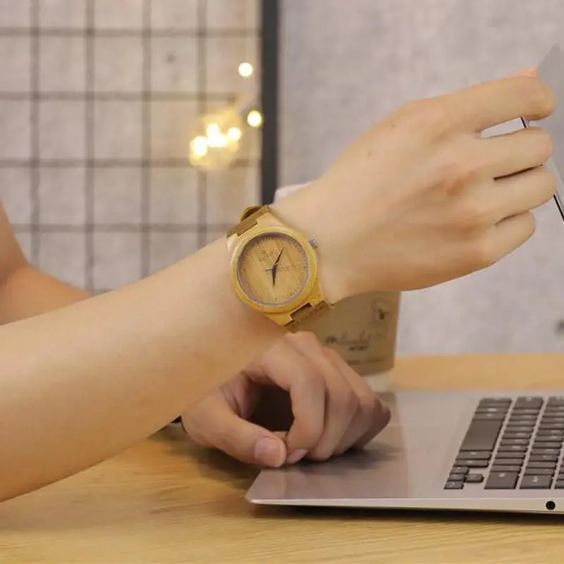 LinTimes пара бамбуковых деревянных наручных часов с кожаным ремешком японские