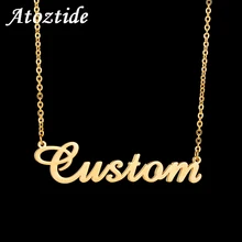 Atoztide-Gargantilla de oro con letras personalizadas, collar de acero inoxidable con dije colgante de letras personalizadas, a la moda, con placa personalizada, ideal para regalo