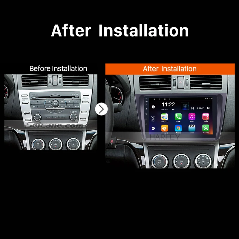 Harfey GPS Мультимедийный проигрыватель автомобиля радио для 2008 2009 2010-2015 Mazda 6 Rui крыло