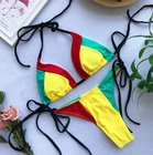 2019 г., разноцветный сексуальный женский яркий купальник с чашками пуш-ап и треугольными вставками, купальник, бикини, купальный костюм, пляжная одежда