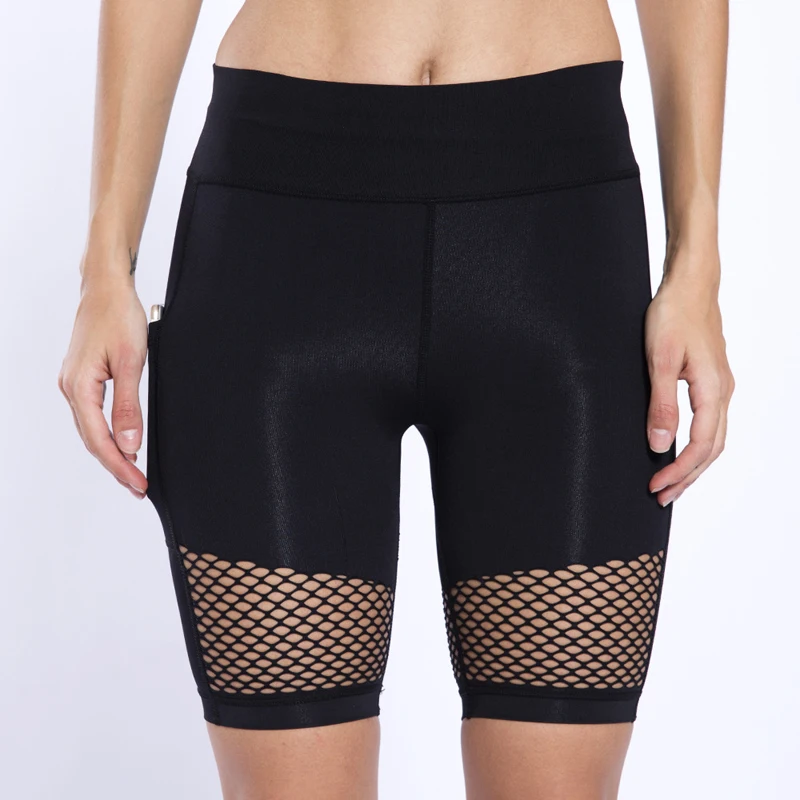 Women's Yoga Sports Shorts Running Tennis Pocket Nylon Mesh Quick Drying Elastic Breathable Fitness Tight Pants | Спорт и