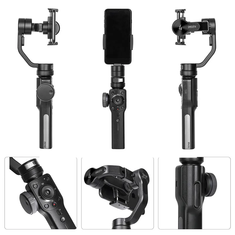 Zhiyun Smooth 4 бесщеточный 3 осевой ручной шарнирный стабилизатор для камеры iPhone X 8 Plus 7