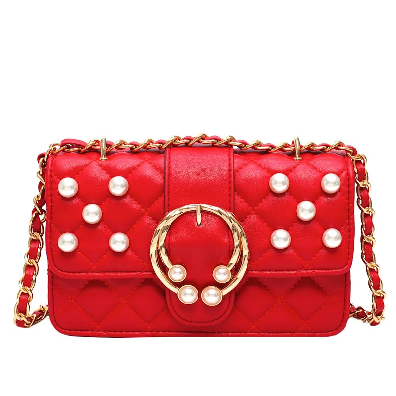 Female Crossbody Bags For Women 2019 High Quality PU Leather Luxury Handbags Designer Ladies Chains Pearl Shoulder Messenger Bag | Багаж и