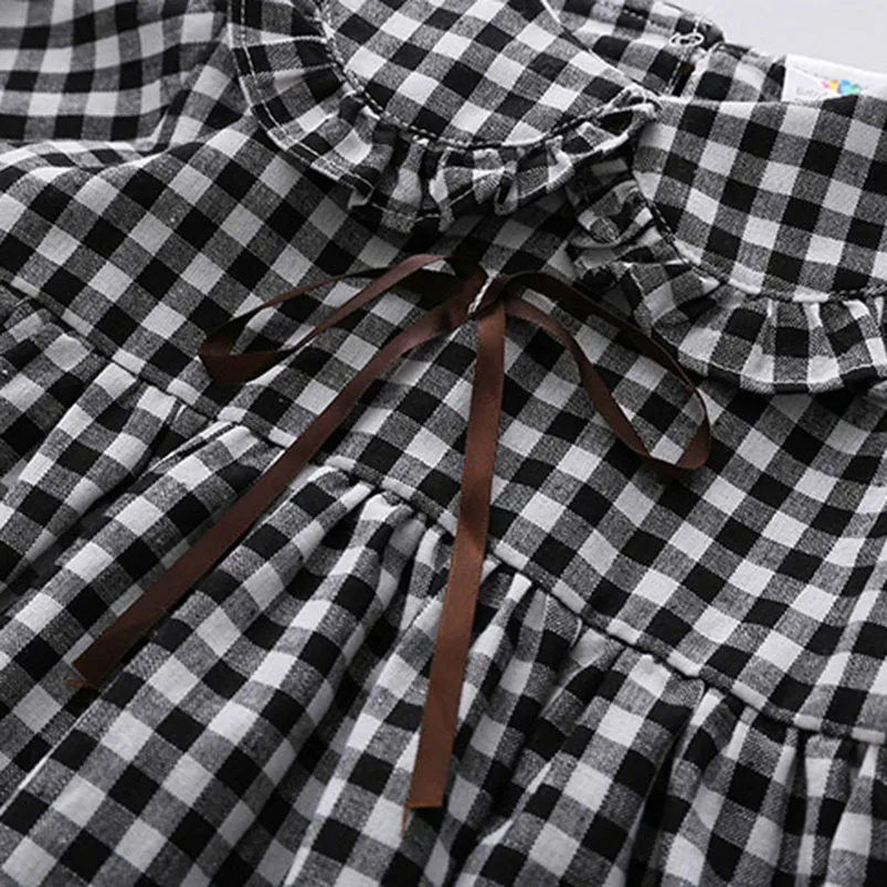 Весеннее платье для маленьких девочек детское с бантом и воротником Питер Пэн