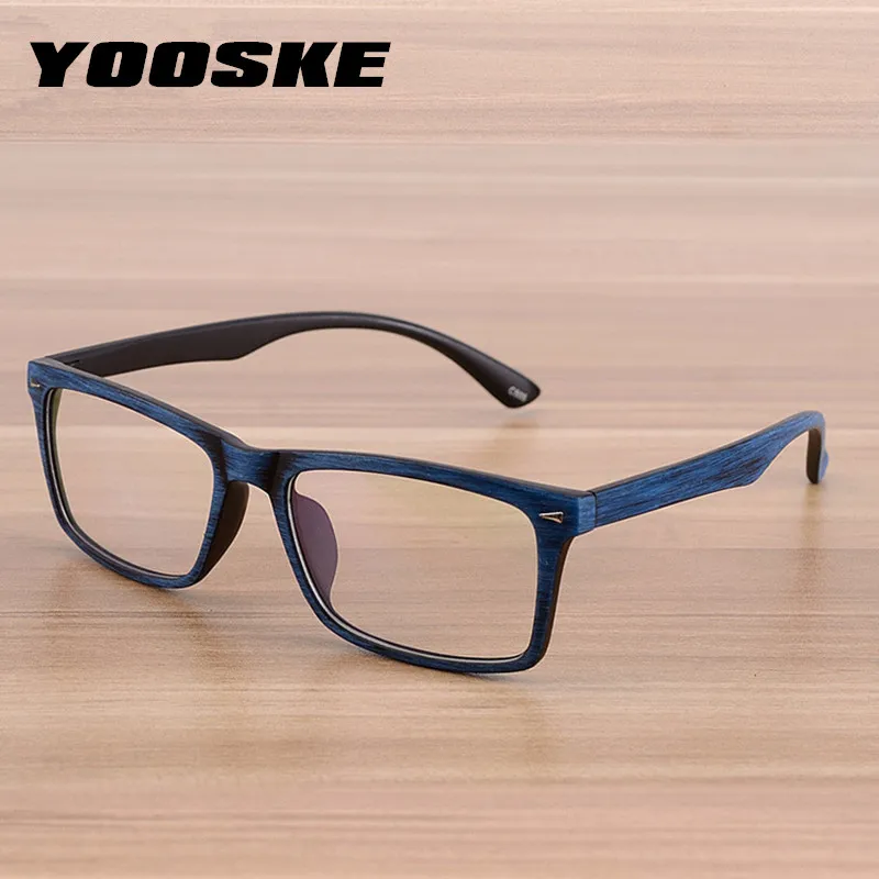 

YOOSKE Vintage Wooden Pattern Glasses Frame Men Women Classic Optical Spectacle Eyeglasses Retro Style Bamboo Wood Eyewear Male