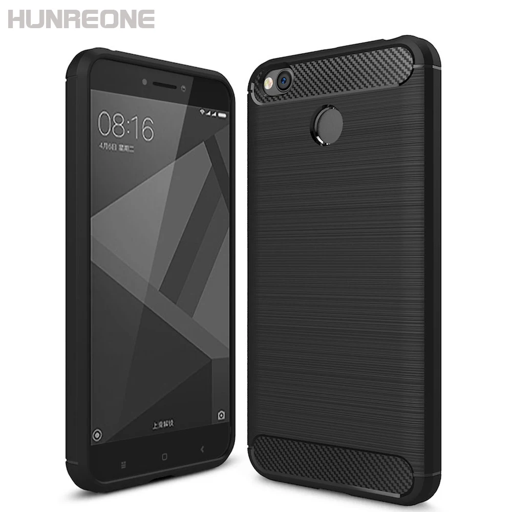 Hunreone углеродное волокно дизайн ТПУ чехол для redmi 4 Телефон Xiaomi Redmi 4X 4A|Бамперы| |