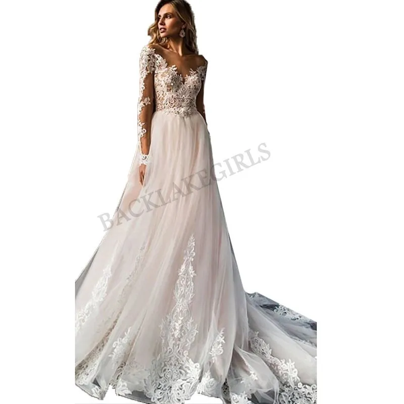 Элегантное кружевное свадебное платье Vestidos De Novia 2019 простое трапециевидной формы
