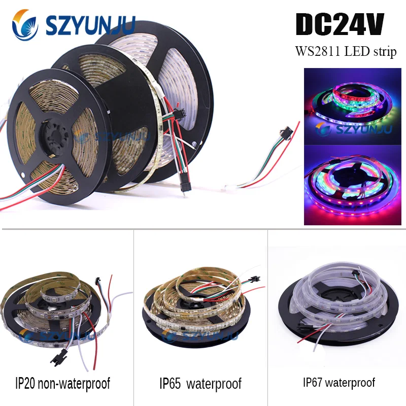5 м WS2811 16703 IC 60 Светодиодный/м DC24V Светодиодный адресуемый Цифровой RGB Мечта полный