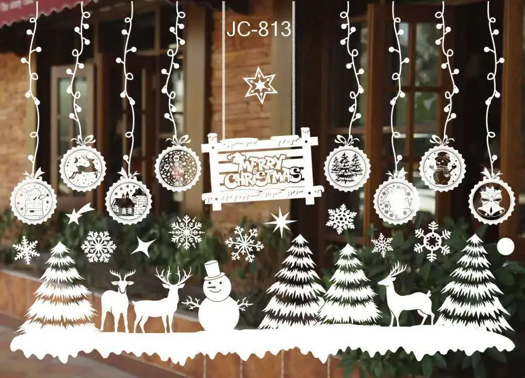 Новогодние настенные наклейки для украшения окон Xmas Creative Removable Decoracion Navidad.