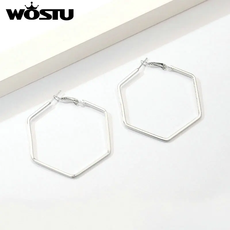 Женские серьги с шестигранной подвеской WOSTU свадебные ювелирные изделия в