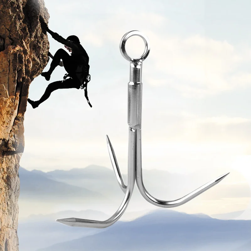 

Mountaineering Stainless Steel Rock Climbing Hooks Grappling Hook Mountaineering Travel Kit for Survival Escape Equipment