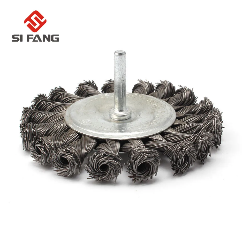 

4" 100mm Twist Knot Steel Wire Wheel Brush T Type Remove Rust For Drill Power Tool