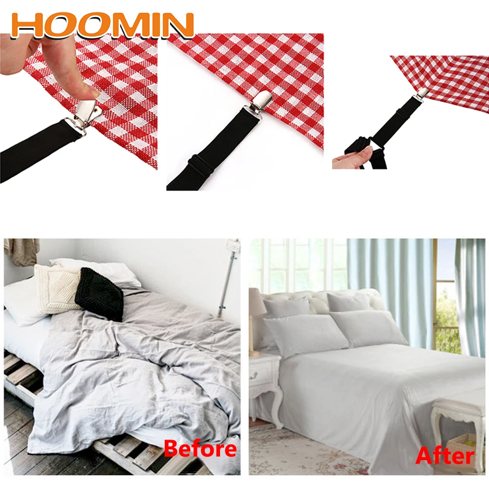 

HOOMIN Slip-Resistant Belt Mattress Duvet Blanket Fastener Straps Cover Grippers Holder Bed Sheet Fixing Clips 4 pieces
