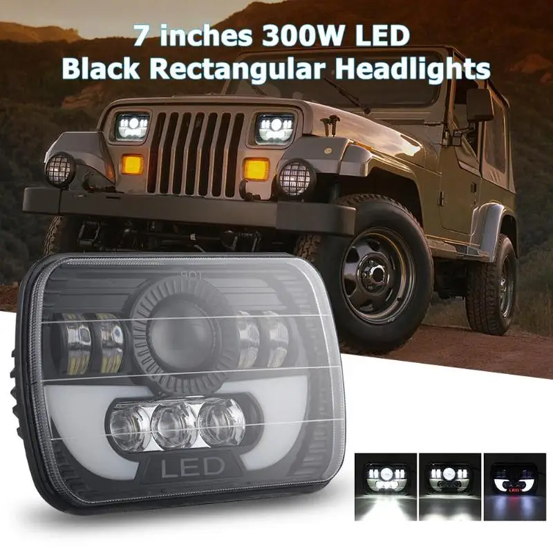 

VODOOL 7x6/5x7 inch 300W LED Headlight Rectangular Hi-Lo Light for Car Truck SUV Waterproof Shockproof Anti-flicker Car Lights