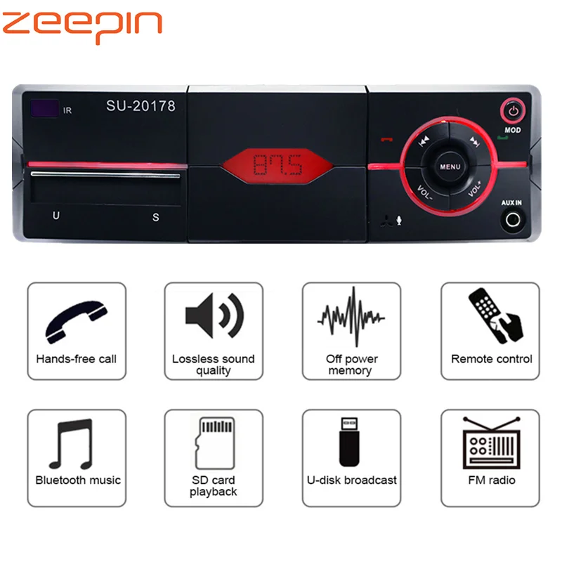 Горячая 12 В Bluetooth Стерео FM радио MP3 аудио плеер FM/USB AUX Авто электроники в тире с