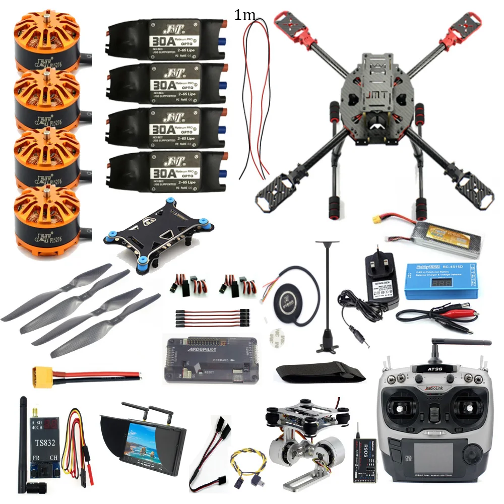 

Full Kit FPV DIY 2.4GHz 4-Aixs RC Helicopters APM2.8 Flight Controller M7N GPS J630 Carbon Fiber Frame Props with AT9S TX Drone