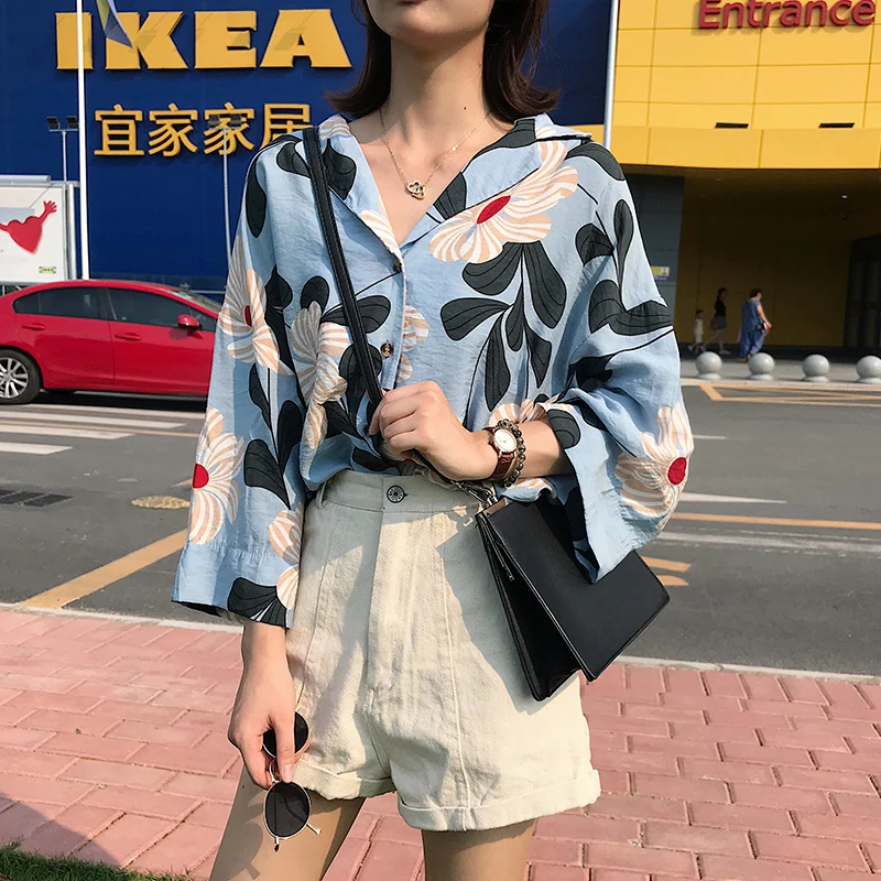 Рубашки camiseta femininaTake Корейская версия новой феи большой цветок рубашки женские