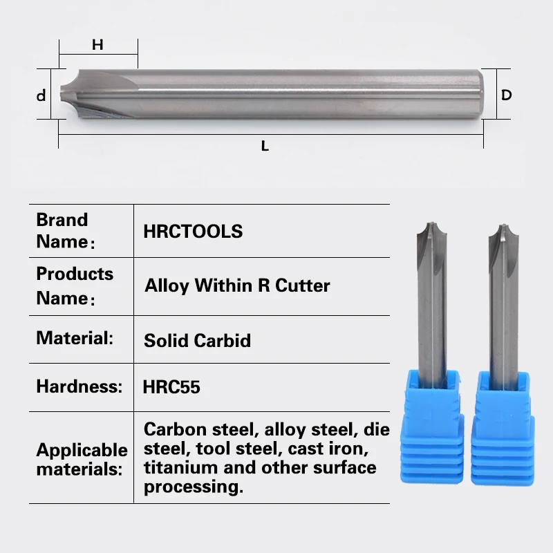 

F5-6DxR2x50L HRC55 Corner Rounding End Mills Endmill Tool Milling Cutter 4Flutes