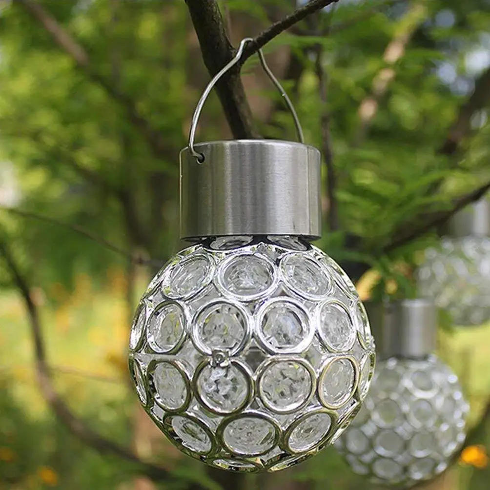 1pcs Outdoor Solar Light Garden Lamp-Colorful Decoration Hanging Lights Color Change-Stainless Steel Hollow Ball-PVC Waterproof |
