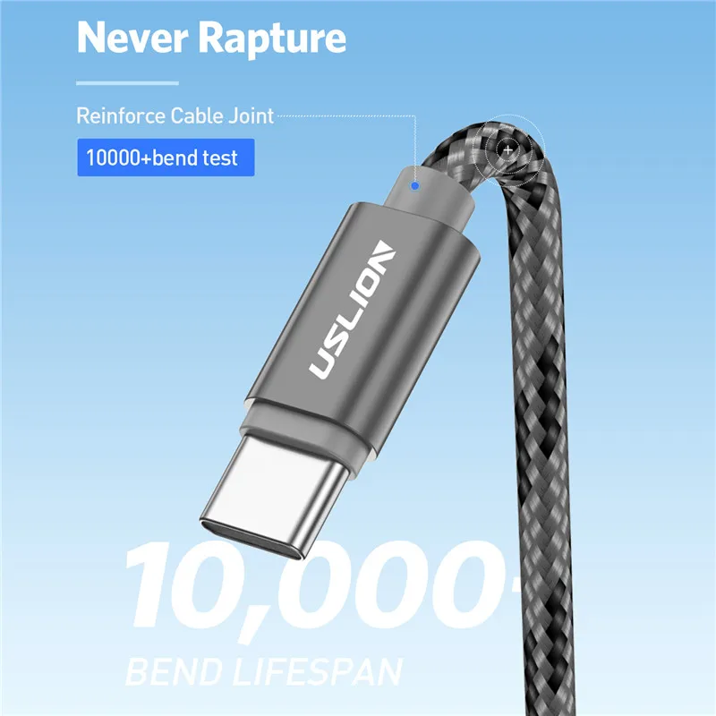 Кабель USB Type C USLION для быстрой зарядки телефона кабель Samsung Galaxy S9 S8 xiaomi mi 8 в