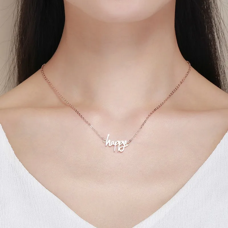 Подвеска с надписью Happy Charm короткое колье чокер для женщин девушек лучших друзей
