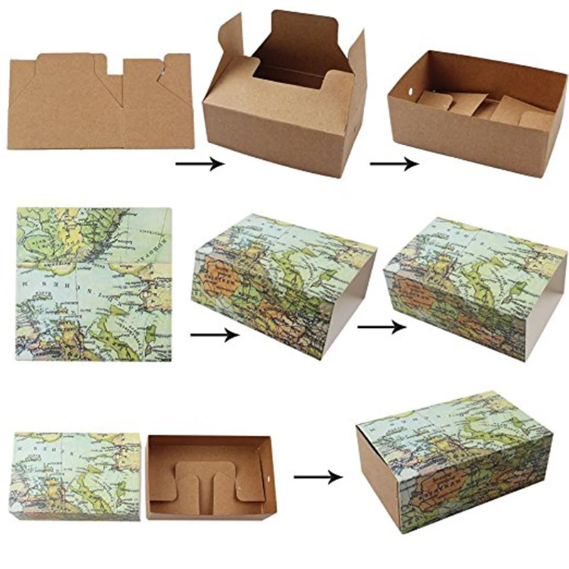 50 шт./лот коробки для конфет с изображением карты мира в Форме Спичечного