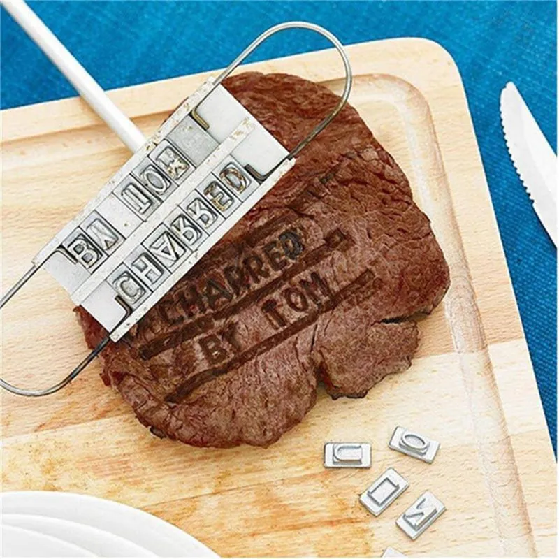 AMOS BBQ Barbecue Branding Iron Tool Meat Steak Burger 55 x Letters and 8 spaces | Дом и сад