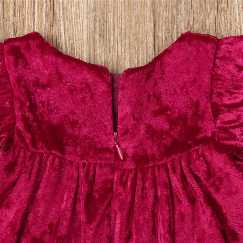 pudcoco Kids Baby Girl Velvet Dresses Photo Prop Flare Sleeve Solid Costume Outfit Dress Sundress for baby 1-6Y | Детская одежда и