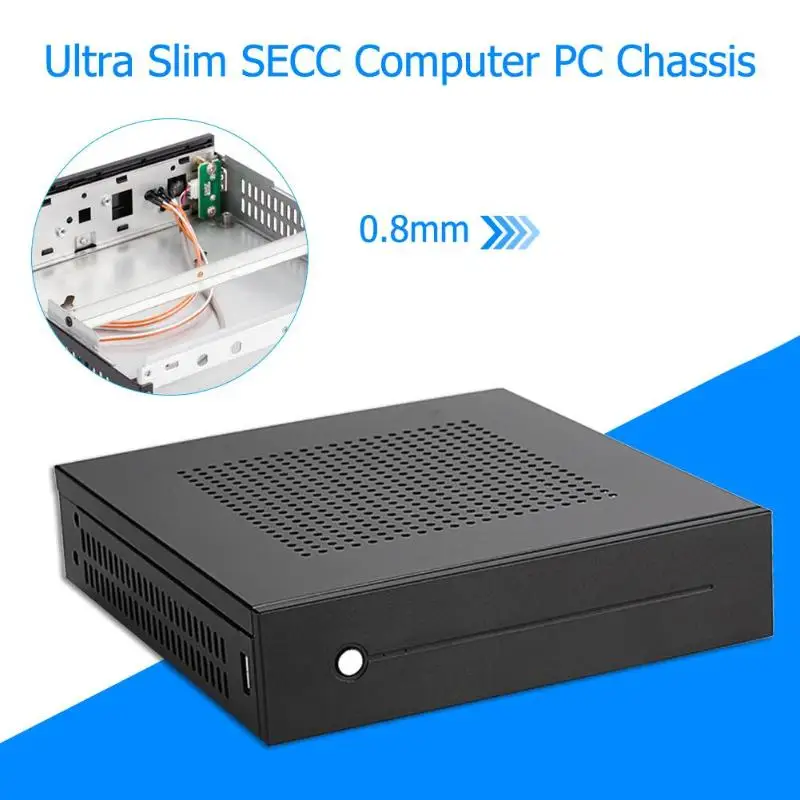 E T3 Mini ITX чехол Ультратонкий 0 8 мм SECC настольный компьютер ПК Шасси Поддержка