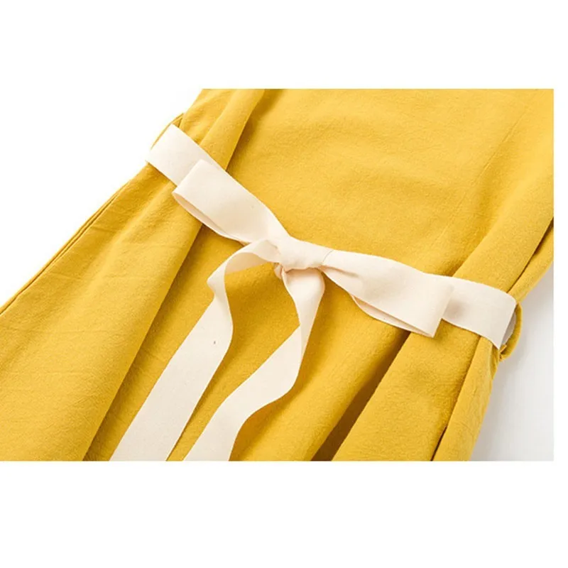 Teenage Child Girl Dress Princess Cotton Linen Summer 2019 Kids Dresses For Girls 15 17 13 11 9 7 5 Years Old Green Yellow | Детская