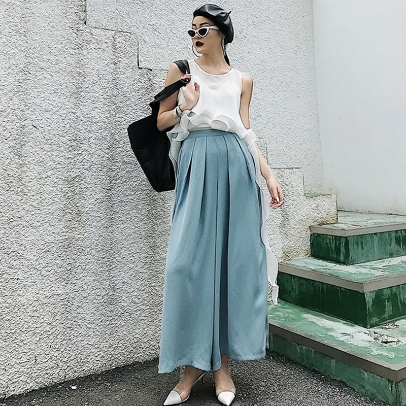 Женские широкие брюки TWOTWINSTYLE свободные кожаные с высокой талией новинка весны 2020