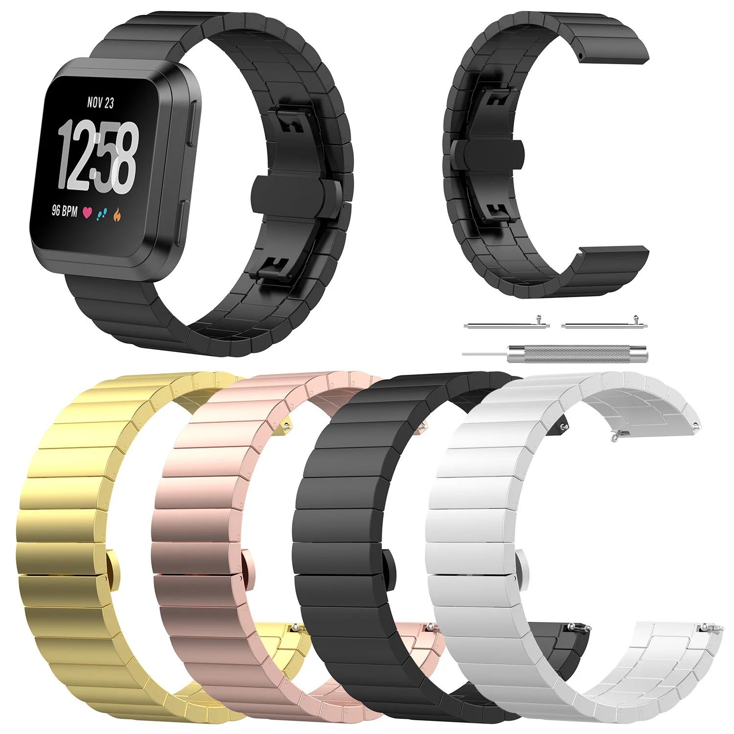 2019 металлический ремешок для Fitbit Versa Безвинтовой браслет из нержавеющей стали