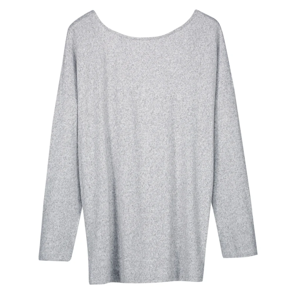 Женский трикотажный свитер с открытой спиной и длинным рукавом | Женская одежда