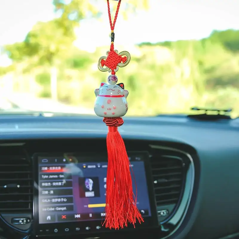 Car Pendant Cute Lucky Cat Safe Driving Blessing Hanging Ornament Auto Rearview Mirror Decoration | Автомобили и мотоциклы