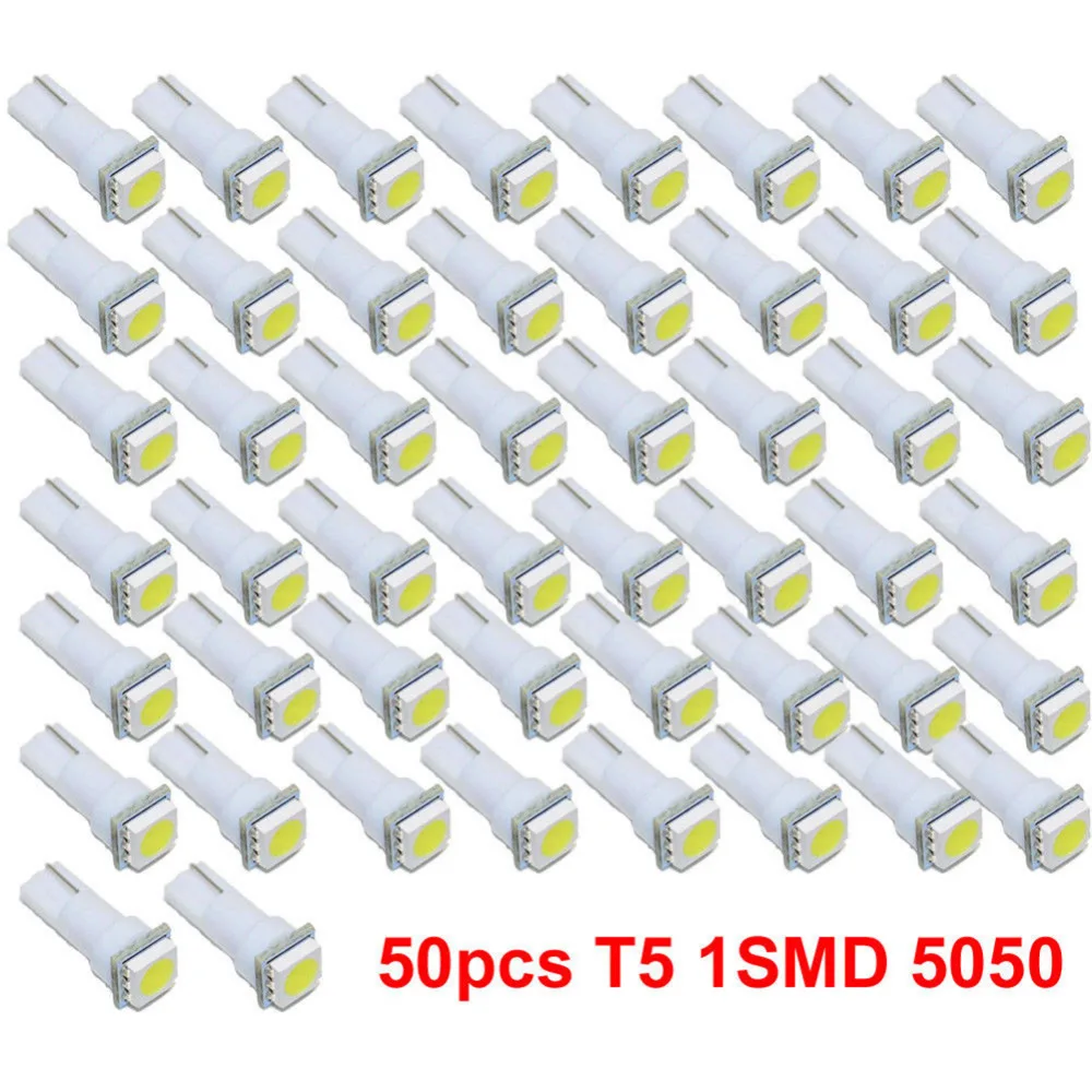50 шт. холодный белый автомобиль T5 1SMD светодиодный фонарь приборная