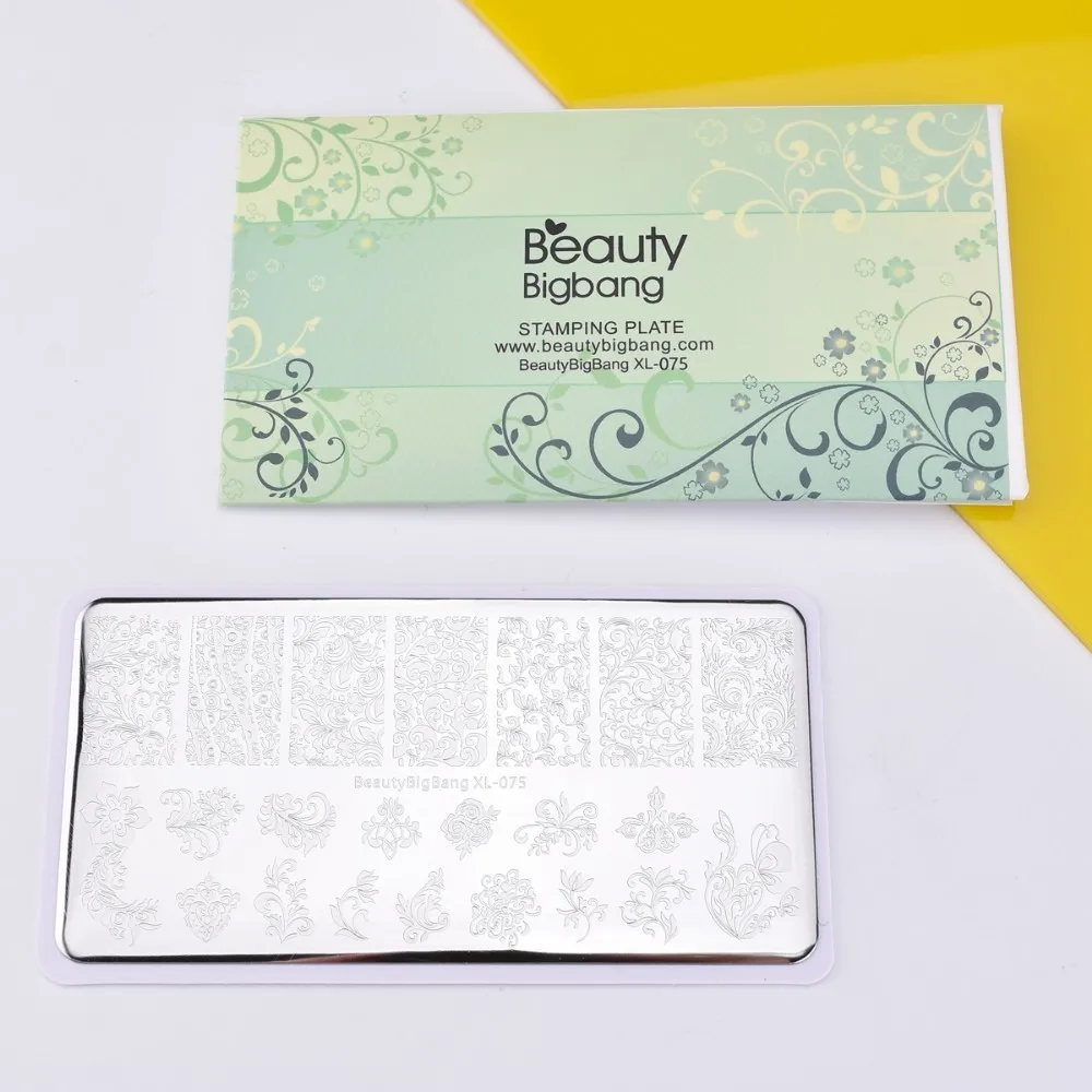 Beautybigbang пластины для стемпинга ногтей с изображением цветов травы лезвие 6*12 см