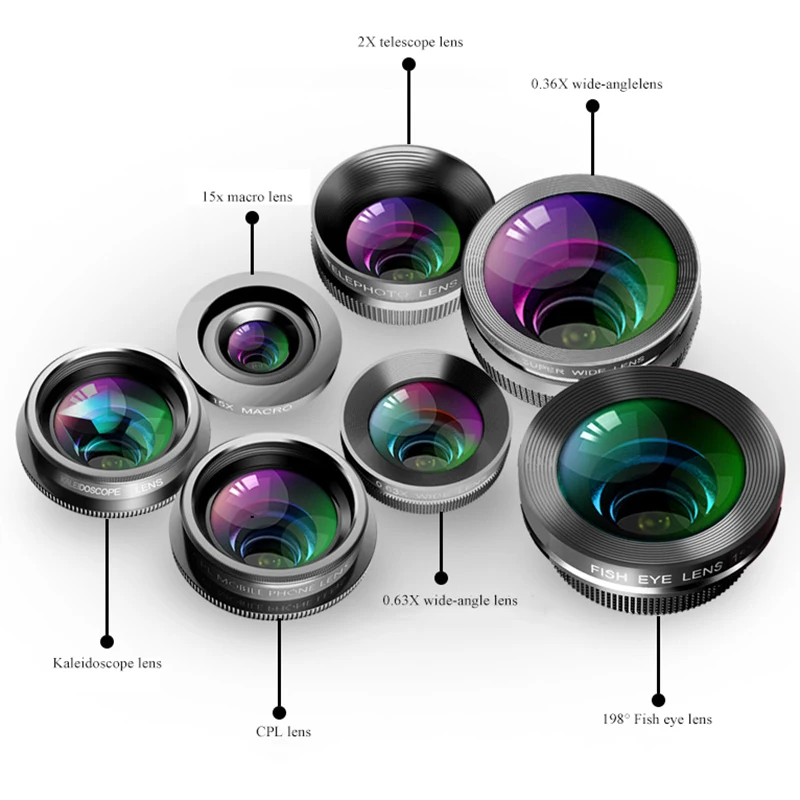 Объектив для камеры телефона 7 в 1 комплект объектива сотового Iphone и Android