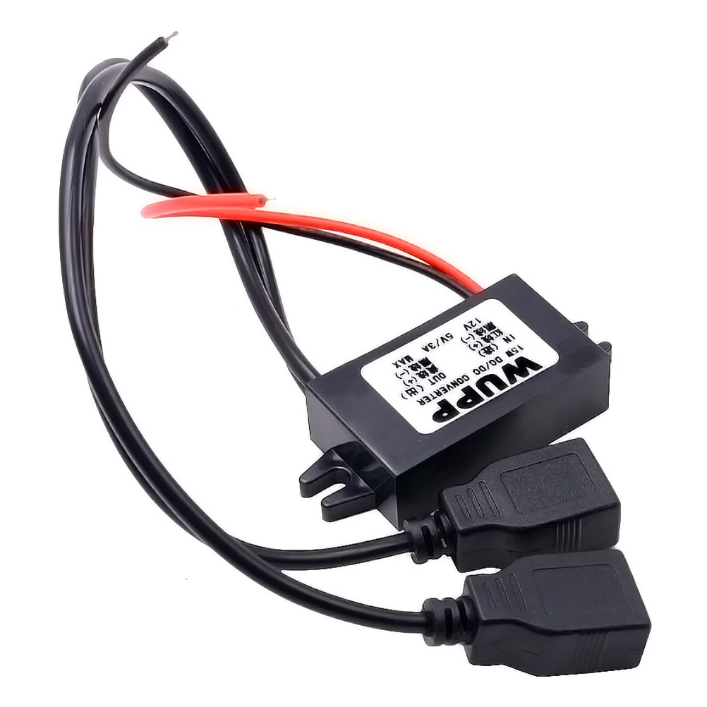 1 шт.. двойной кабель USB DC автомобильный конвертер Блок питания 12 В к Ouput 5 в 3A
