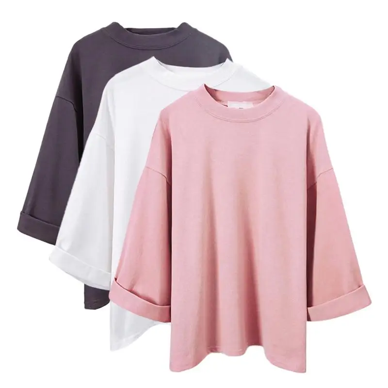 Korean Version Casual Sweet tops Loose Comfortable Cotton Solid Color pullover Round Neck One Size Spring Summer Autumn | Женская одежда