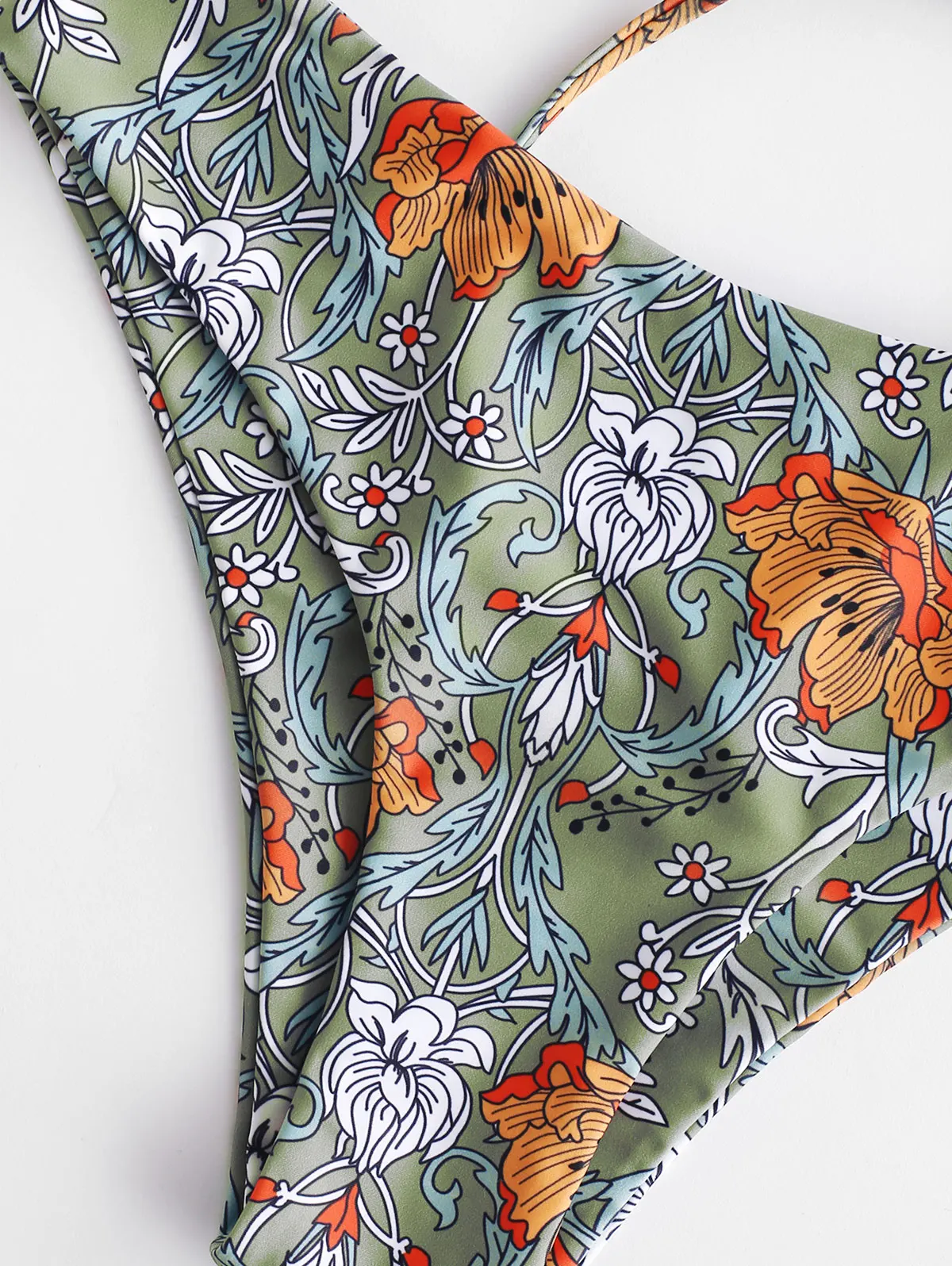 Женский купальник бикини ZAFUL бандо с цветочным принтом на завязках без бретелек