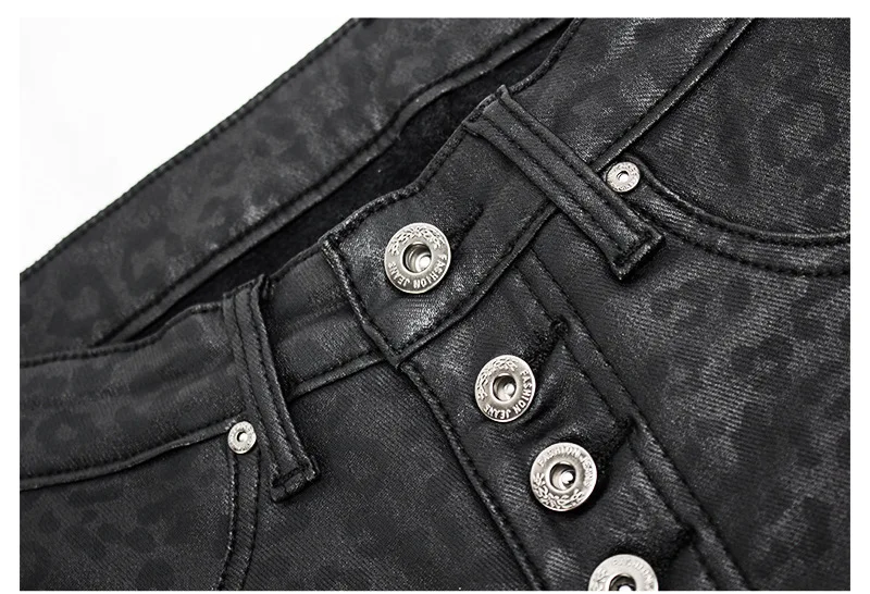 Женские леопардовые брюки из искусственной кожи с высокой талией Сексуальные