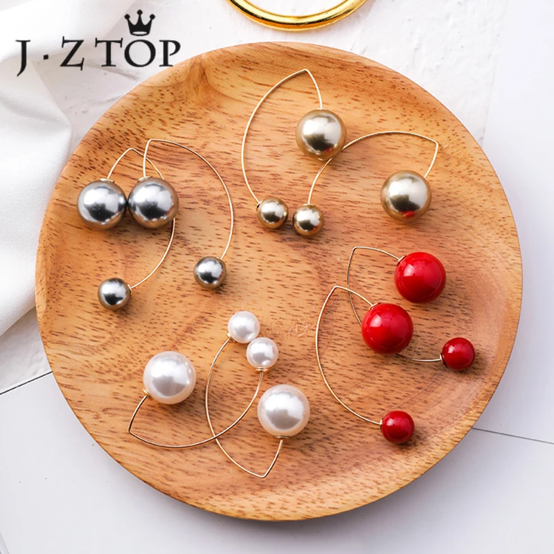 JZTOP шикарный искусственный жемчуг женские серьги гвоздики Ctue круглый шар