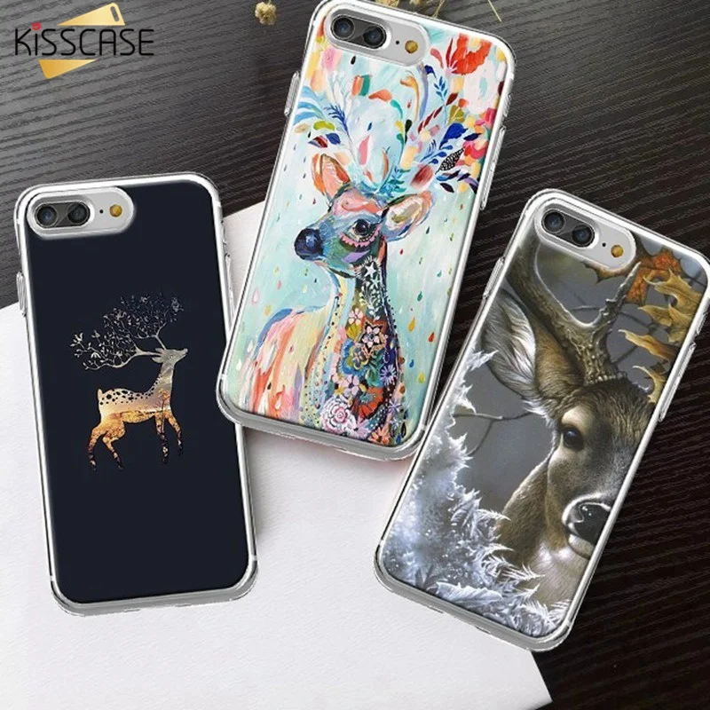 KISSCASE Винтажный чехол с рисунком леса оленя для iPhone 5S SE 6 S 7 8 Plus мягкие Мультяшные