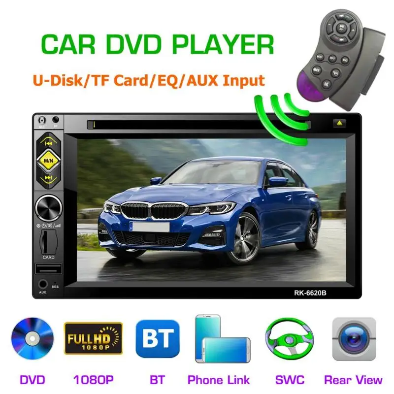 Пластиковый 12V 6620B 2 DIN 6 дюйма Сенсорный автомобильный dvd-плеер FM Радио Bluetooth MP4/MP5