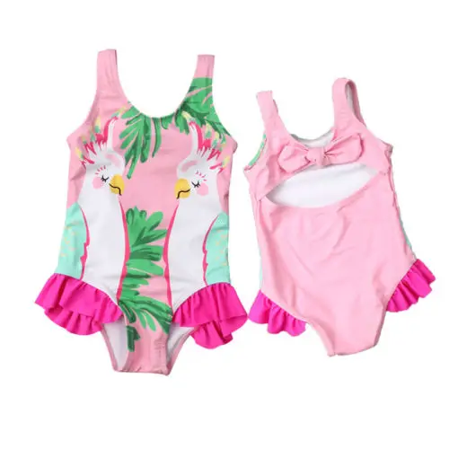 Kids Baby Girls Parrots Bikini Swimwear Swimsuit Bathing Suit Swimming Costume One-Pieces | Мать и ребенок