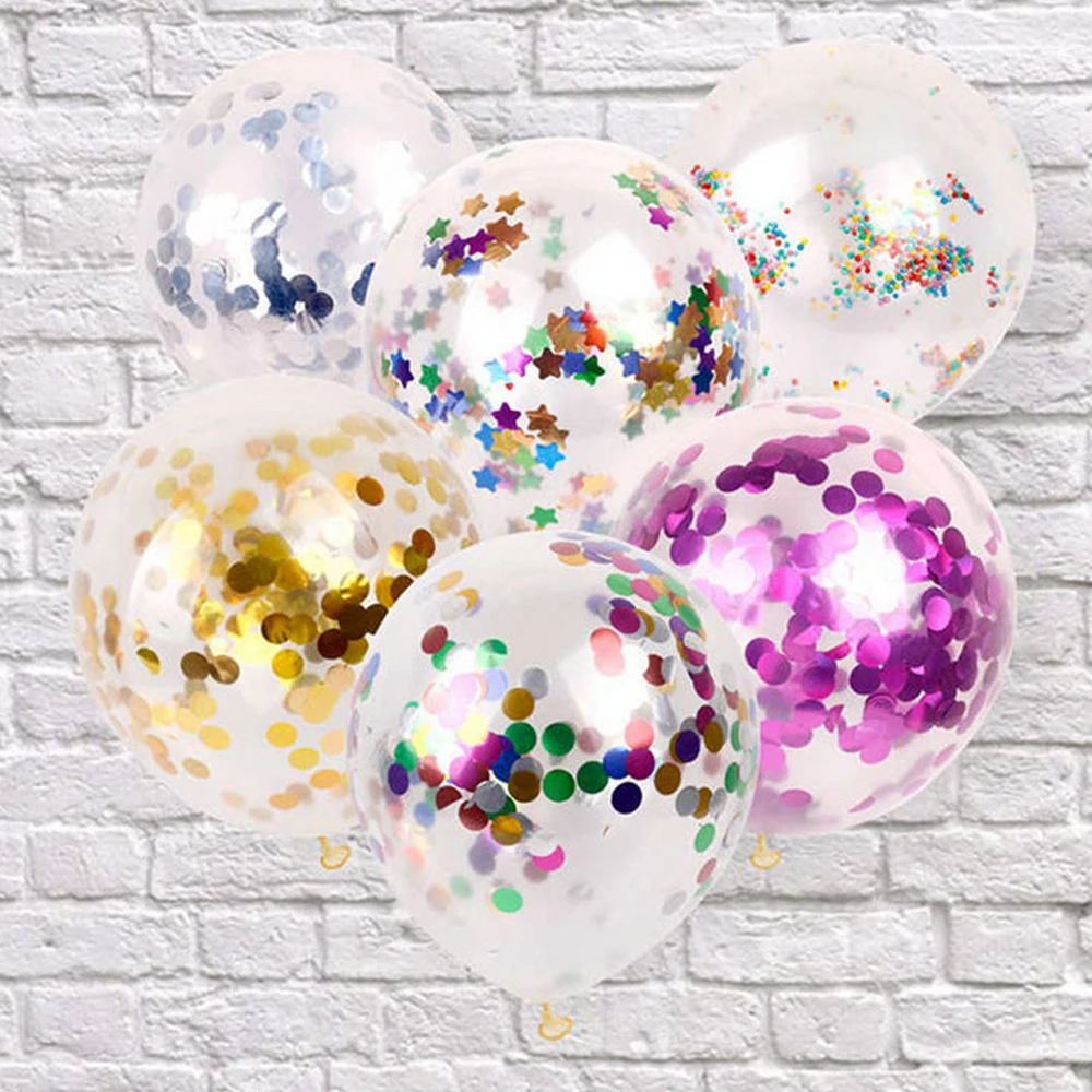 1Pc 12-inch Transparent Happy Birthday Balloon Magic Latex Sequins Confetti Party Wedding Decoration Supplies | Дом и сад