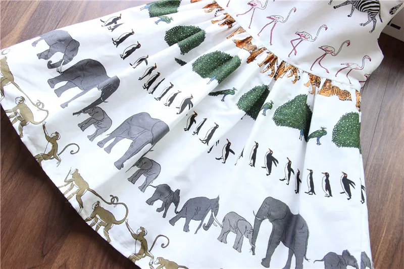 Toddler Girl Summer Dress Cotton Kids Casual Wholesale Lots Bulk Clothes Little Safari Cartoon Animal Print Party | Детская одежда и