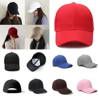 men women plain solid color baseball cap curved visor hat adjustable size nylon fastener tape casual hats